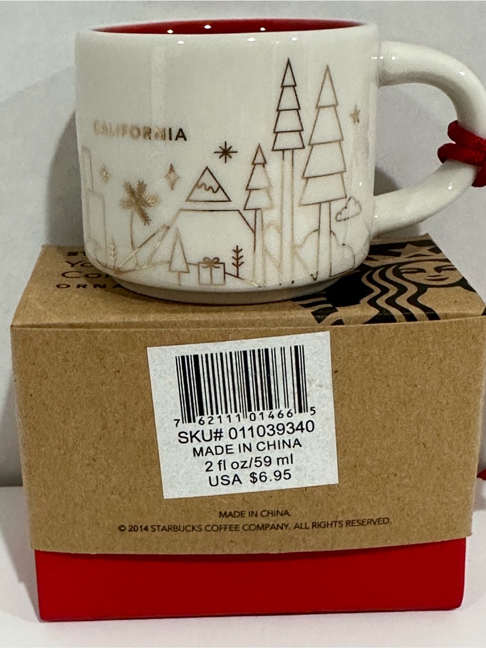 Starbucks California Mini Mug — White with Red Interior
